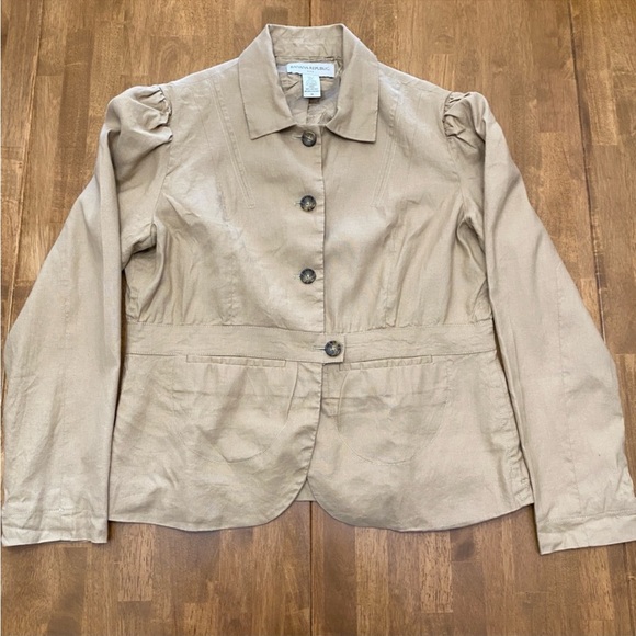 Banana Republic jacket womens 14 beachy neutral linen blend babydoll empire y2k - Picture 4 of 14